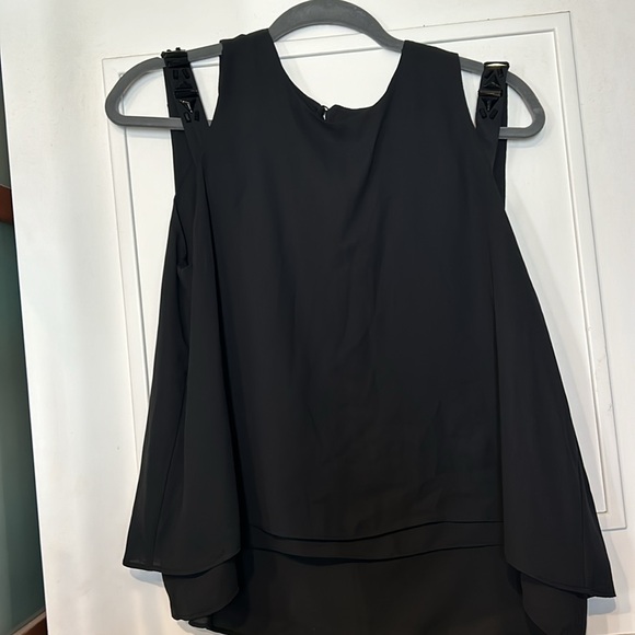Black Flowy Blousewith Black Beads-sz large - Picture 5 of 16
